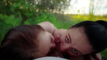 Double The Pleasure Under The Open Sky: An Unexpected Mouthful Of Cum
