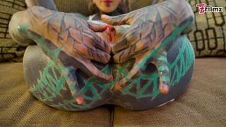 Tattooed Babe Goes Solo: Deep Anal Stretching With A Massive Toy In Fishnets And Sky-high Heels