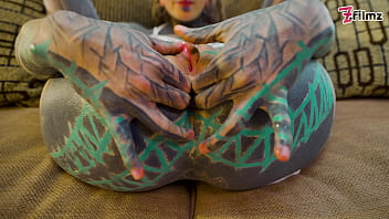 Tattooed Babe Goes Solo: Deep Anal Stretching With A Massive Toy In Fishnets And Sky-high Heels