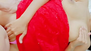 My Stepmom’s Red Saree Comes Off As She Moans Filthy Hindi In My Ear