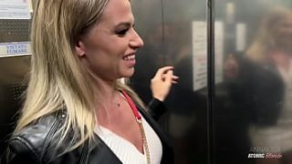 Daring Blonde Bimbo Gives Risky Public Head And Takes Every Last Drop
