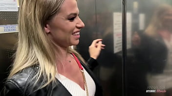Daring Blonde Bimbo Gives Risky Public Head And Takes Every Last Drop