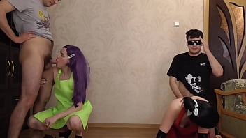 Anna And Her Girlfriend Get Double Stuffed By Two Lovers, Creampied And Covered In Cum