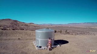 Big Titted Dykes Enjoying Wild Outdoor Scissoring Under The Clear Blue Sky