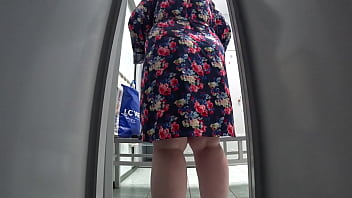 Peeping Through The Locker Room Cam At A Curvy Mature Pawg With A Fat Ass, Big Tits, A Hairy Bush, And A Soft Belly. Amateur Voyeur Fetish.