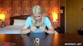 Dumb Blonde Slut Cums Hard While Solving Puzzles.