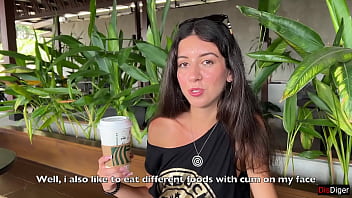 Public Toilet Blowjob At Starbucks And Cumwalk – She Sips Coffee With Cum On Her Face In A Crowd