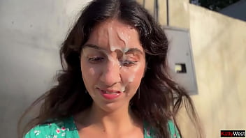 Country Babe Takes Three Loads On Her Face And Struts Her Stuff In Public