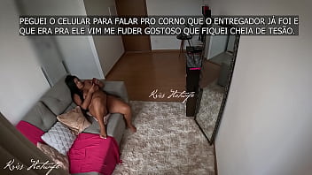Water Delivery Made Me Cum So Good, I Stayed Horny And Called A Cuck To Fuck Me Hard