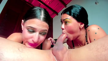 Two Naughty Pals Share A Thick, Throbbing Cock Between Their Eager Mouths