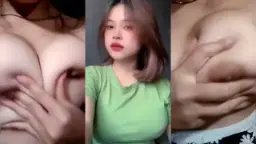 Tiktok Seksi Dengan Gaun Hijau Dan Payudara Montok Menggoda