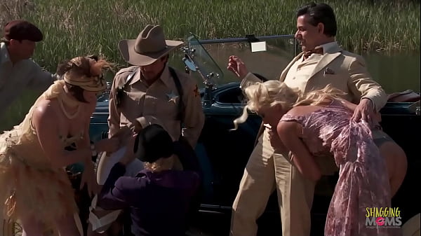 Outdoor Orgy: Blonde And Brunette Milfs With Huge Tits Get Ravished By A Gang Of Thugs