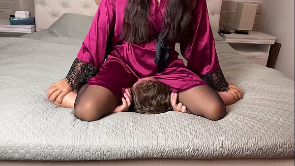 Savage Asian Domme In Silk Robe Grinds And Slaps Your Face, Panties Stuffed In Your Mouth