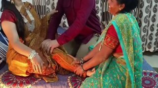A Horny Mistress Takes Control, Fucking A Mother And Her Son In A Dirty Desi Threesome