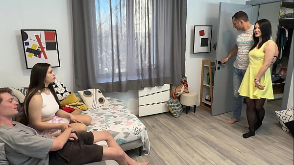 Couples Swapping Who Can’t Keep Their Hands Off Each Other’s Pantyhose-covered Legs
