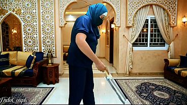 Muslim Hijab Indonesian Maid Told To Lick Her Boss’s Cock And Gulp Down His Load