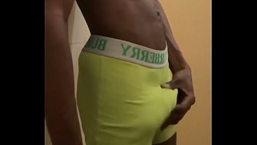 Naughty Young Stud With Ripped Abs Teasing His Thick Black Cock Out In The Open