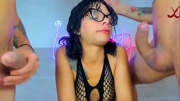 Girl In Glasses Deep-throats Two Massive Cocks Like A Filthy Little Maya Slut