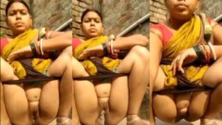 Naked Bhabhi Pees Outside In The Open, Filming Her Own Dirty Mms