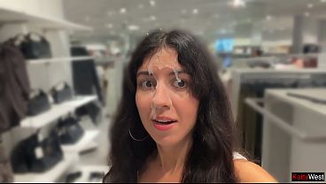 Risky Fitting Room Fuck And A Sloppy Public Cumwalk Through A Crowded Clothing Store