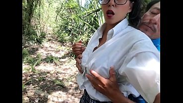 The Dirty Old Stepdad Nails His Thick-ass College Stepdaughter Deep In The Woods.