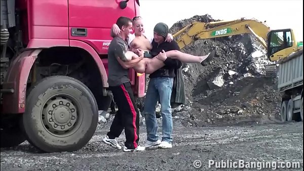Blonde Slut Gets Wrecked By Two Hard Workers At A Public Construction Site Three-way