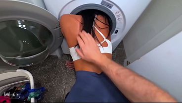Stuck Stepsis Gets Drilled By Step Bro In The Washing Machine And Swallows His Load